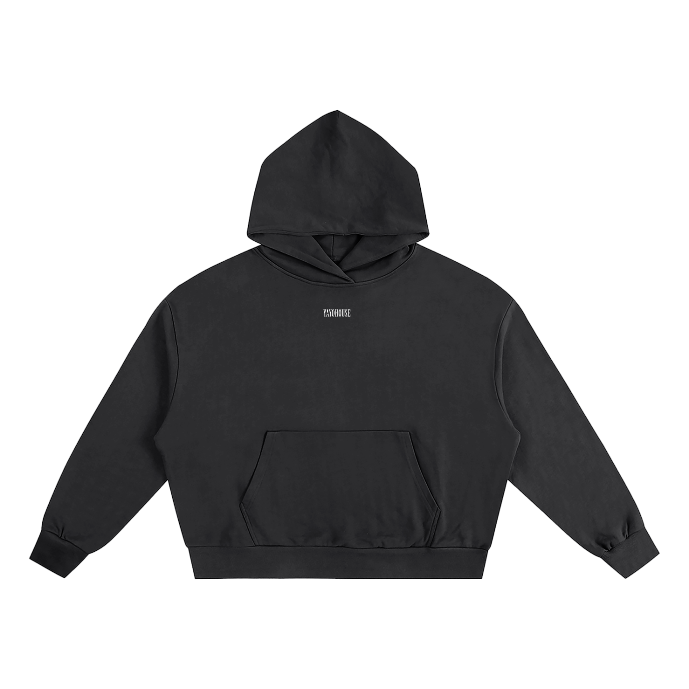 Black hoodie with pouch.
