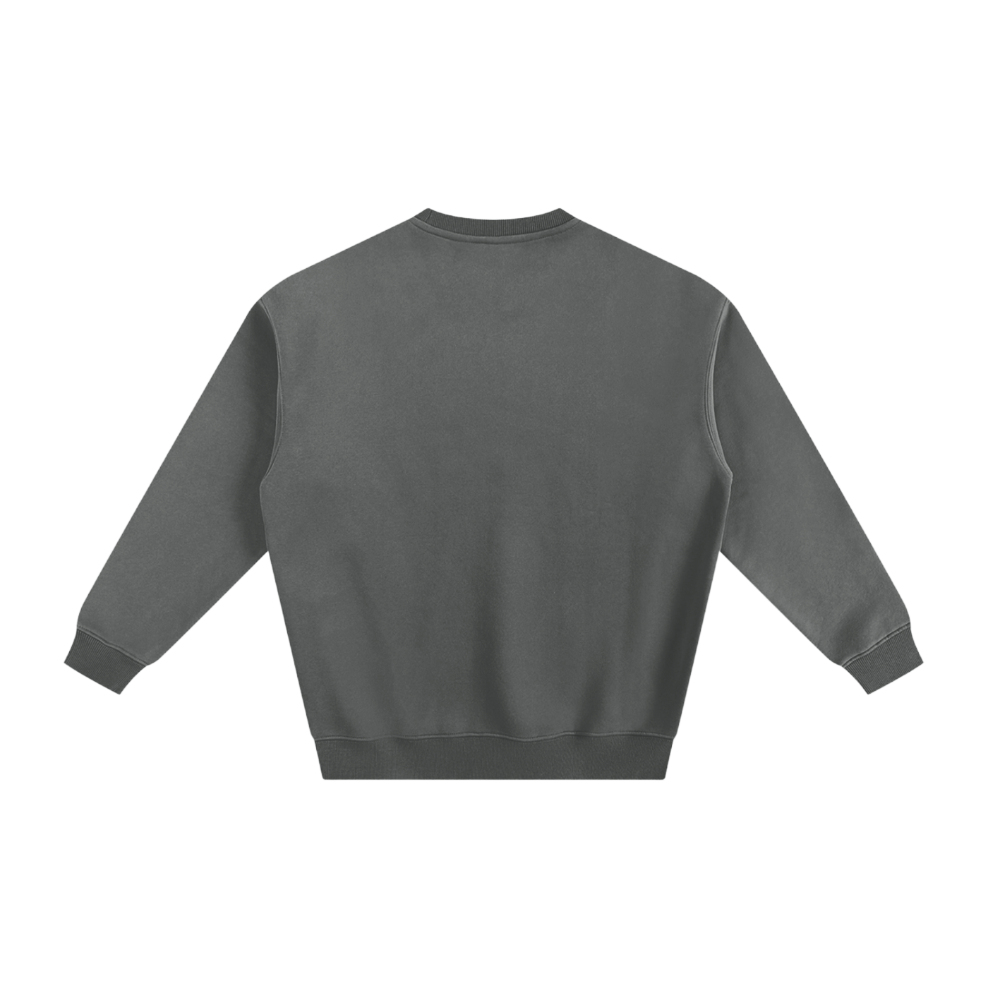 Back view of a gray crewneck sweatshirt.