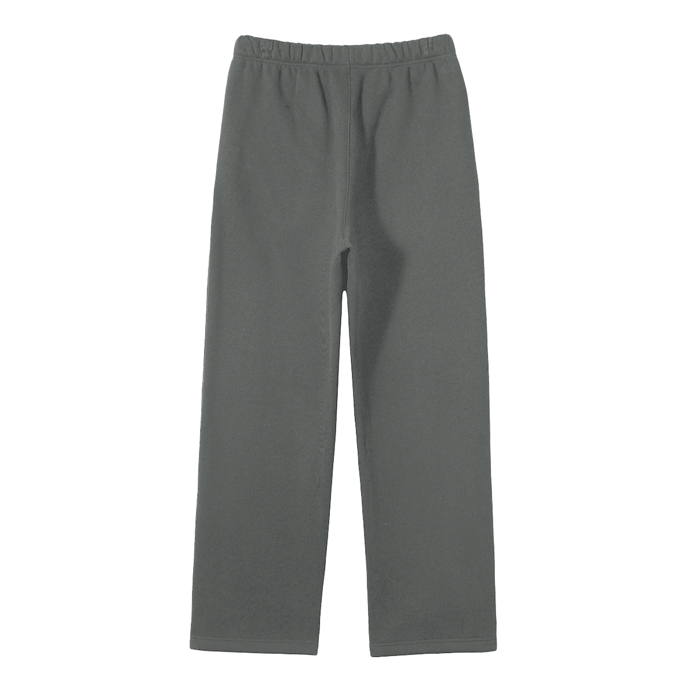 Gray sweatpants with elastic waistband.