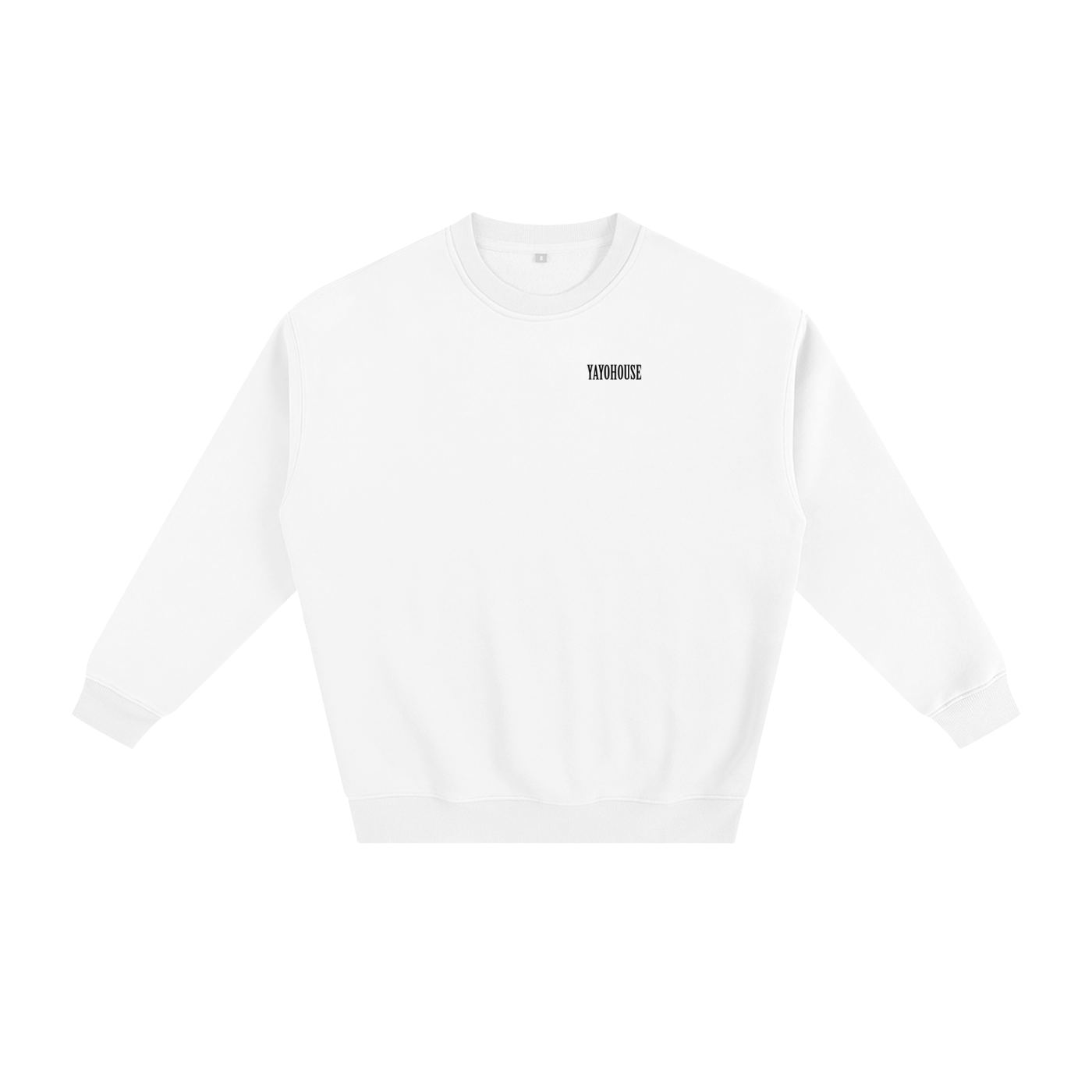 White sweatshirt with "YAYOHOUSE" text.