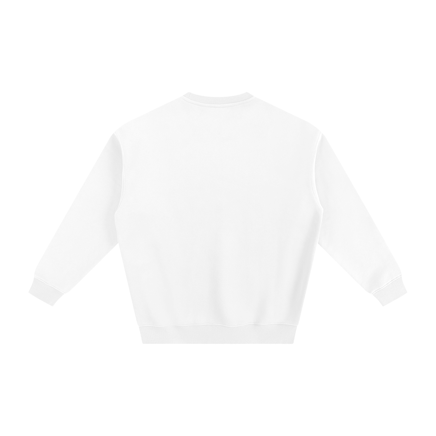 White crewneck sweatshirt.