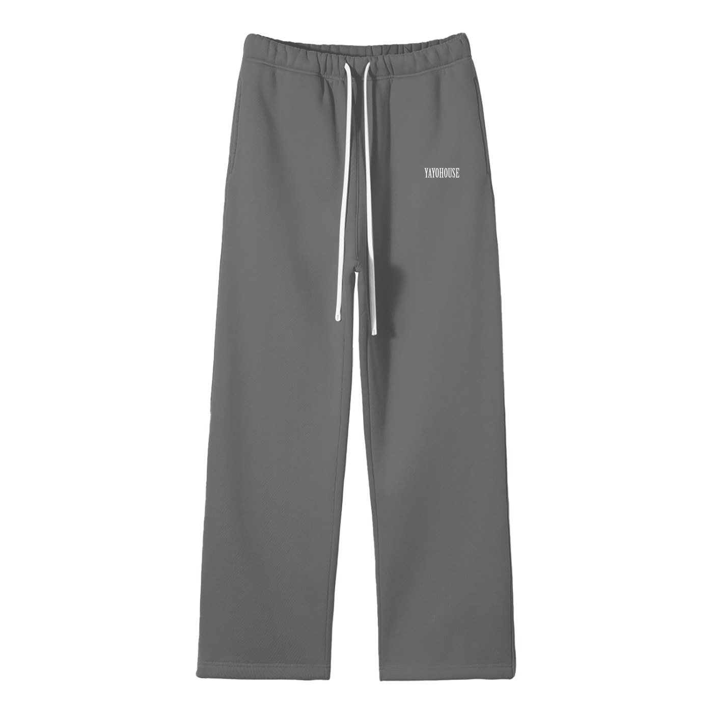 Gray sweatpants with white drawstring and "YAYOHOUSE" logo on the right leg.