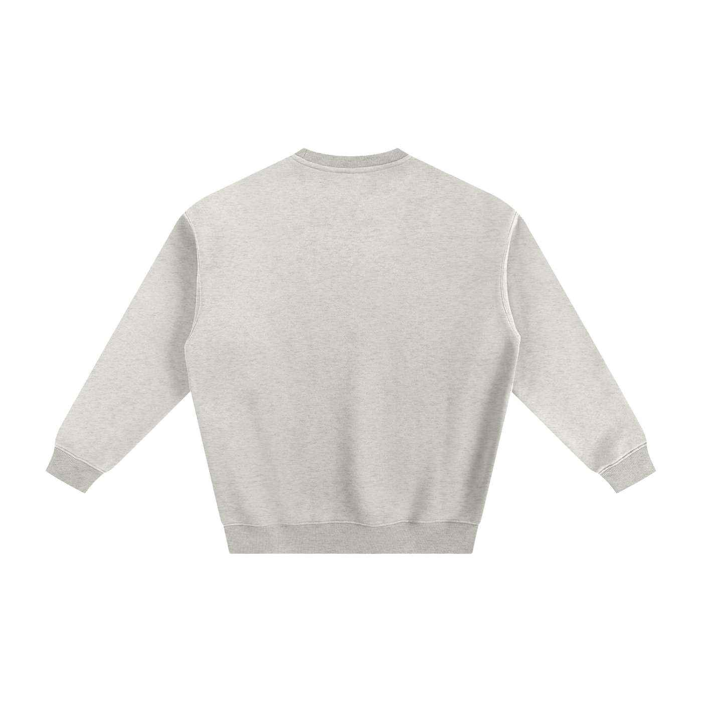 Back view of a gray cotton sweatshirt.