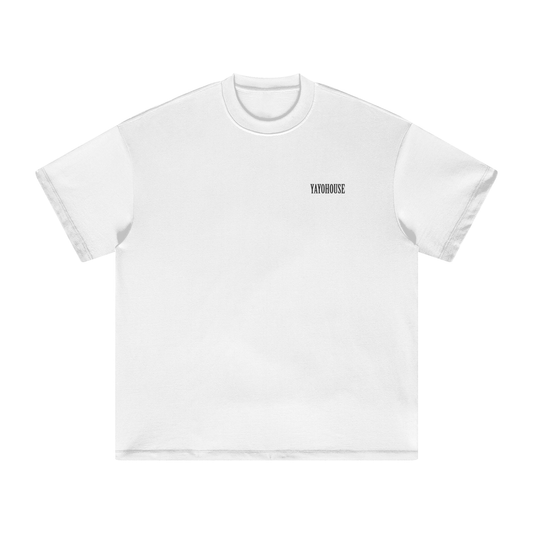White "YAYOHOUSE" t-shirt.
