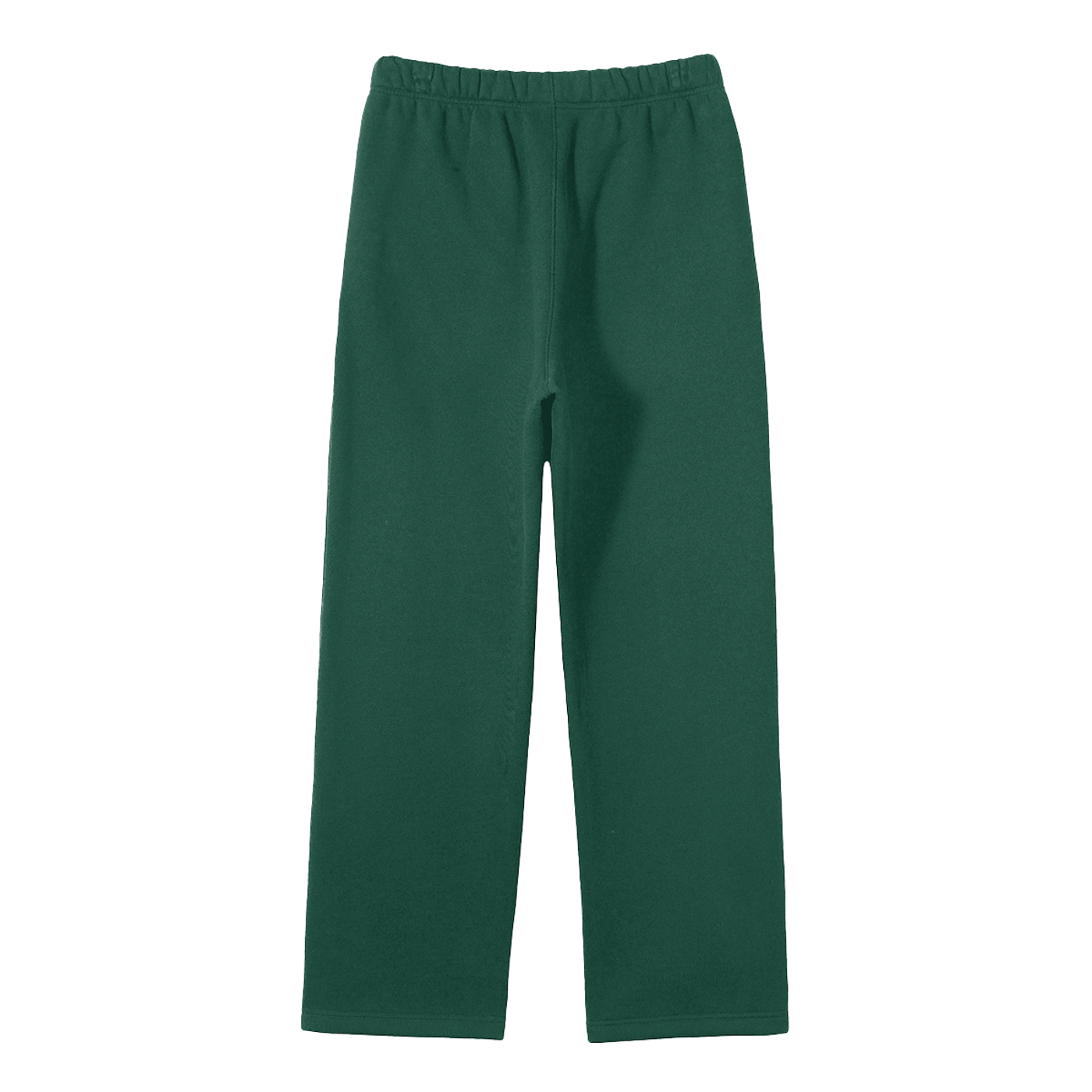 Green sweatpants with elastic waistband.