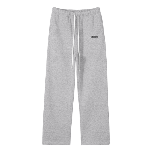 Grey sweatpants with drawstring.
