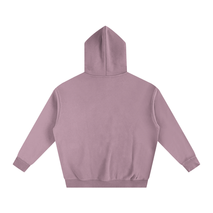Back view of a mauve hoodie.
