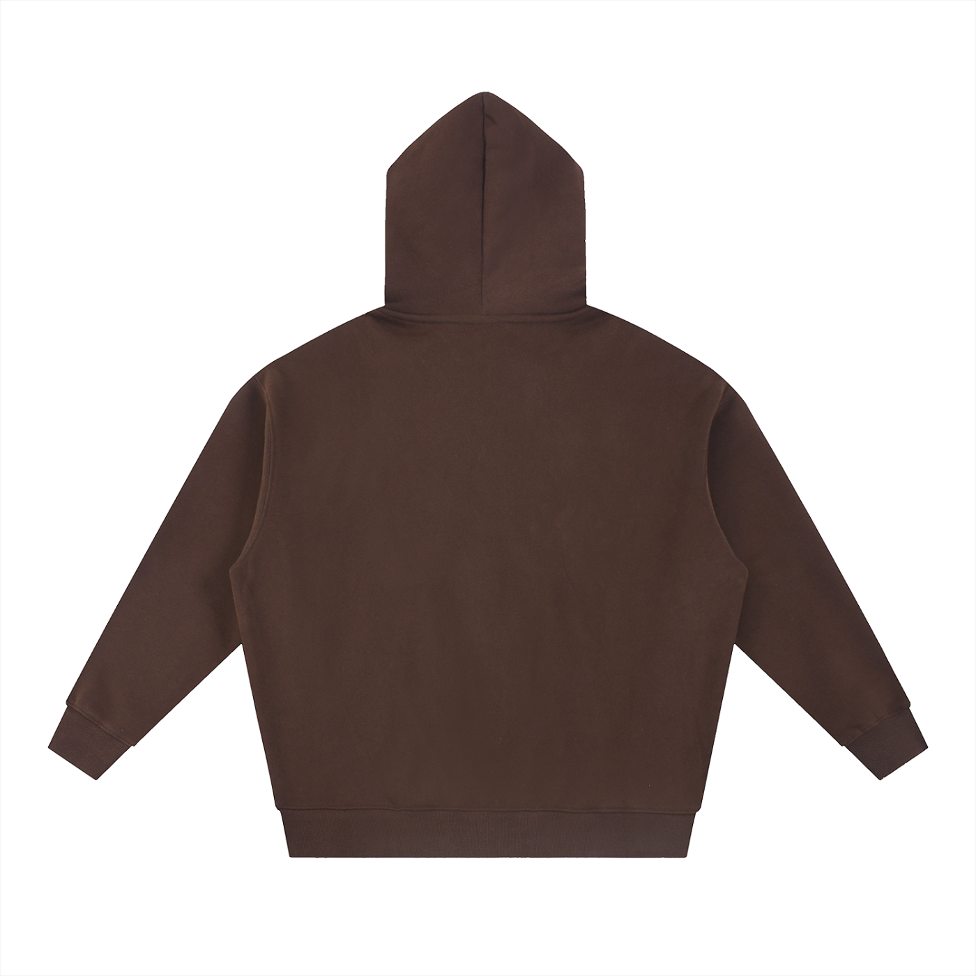 Back of a brown hoodie with a hood.