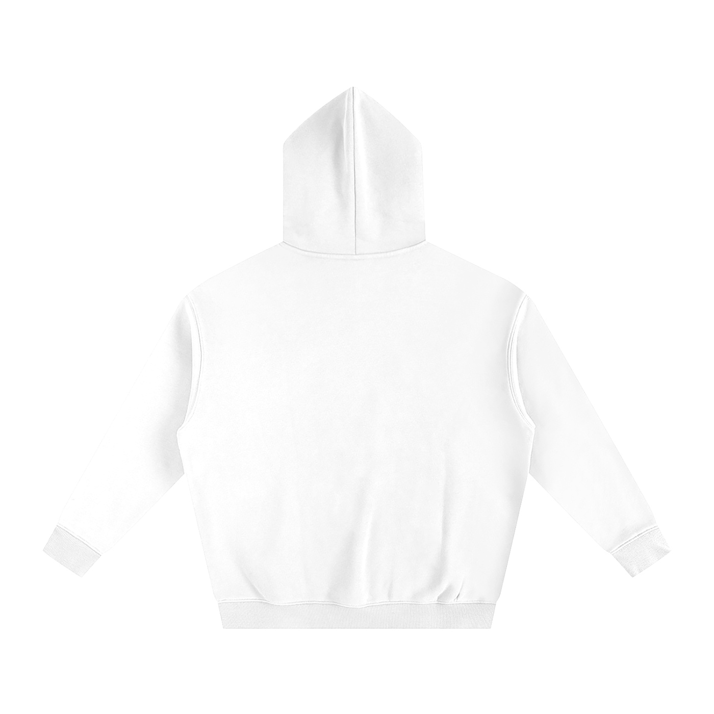 Back of a white hoodie.
