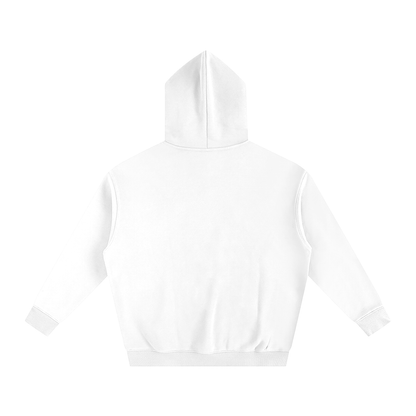 Back of a white hoodie.
