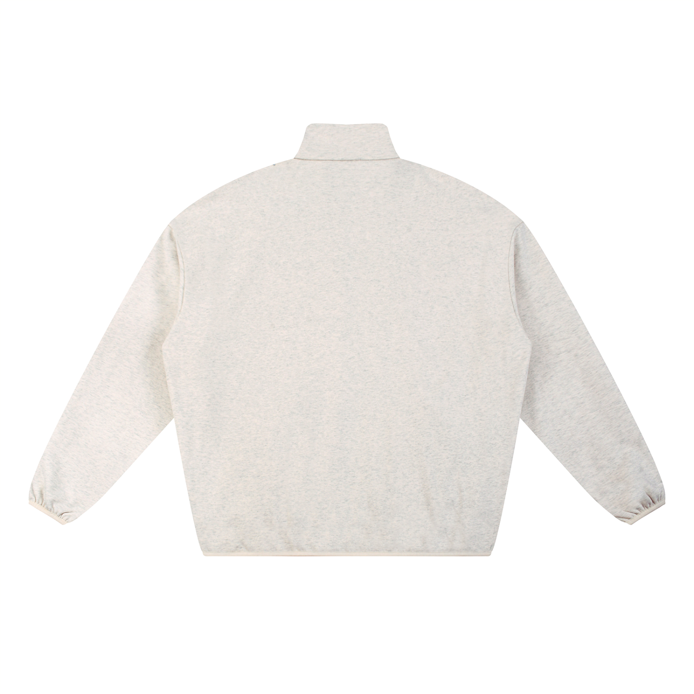 Back view of a gray quarter-zip sweatshirt.
