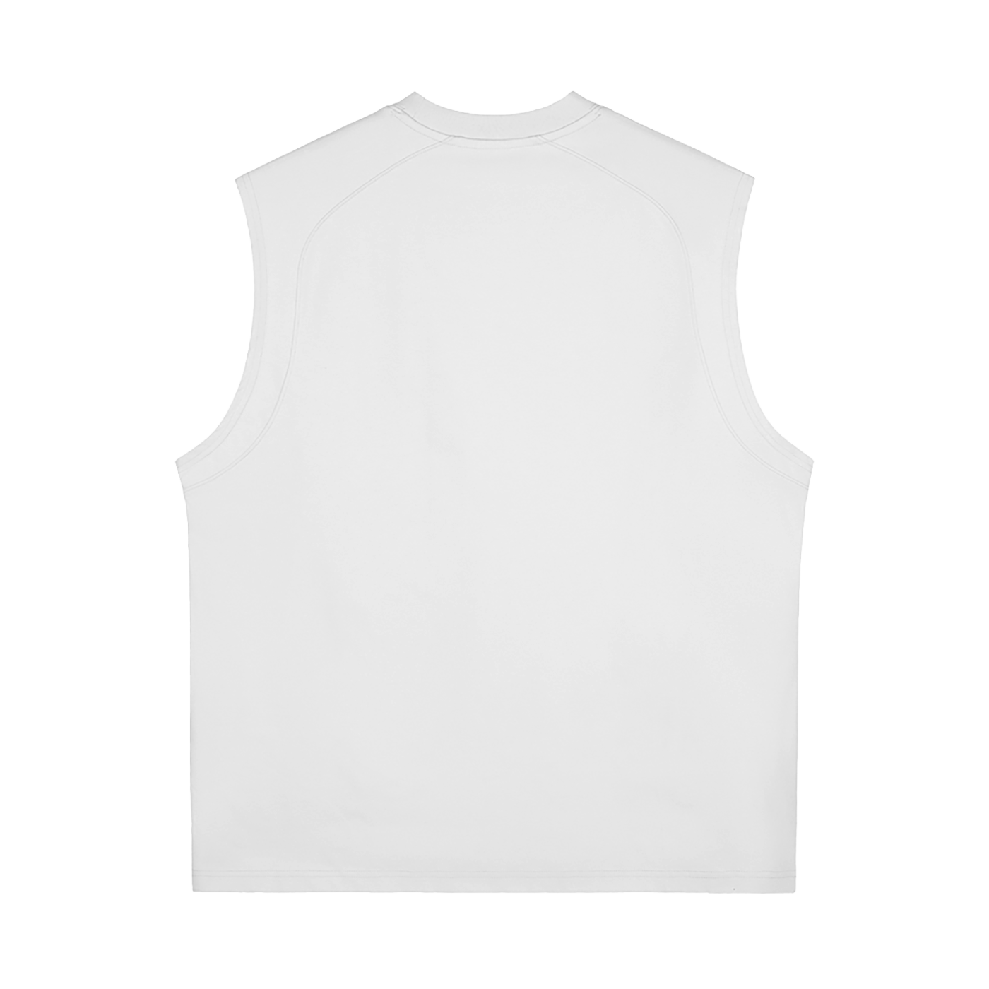 Back view of a white tank top.