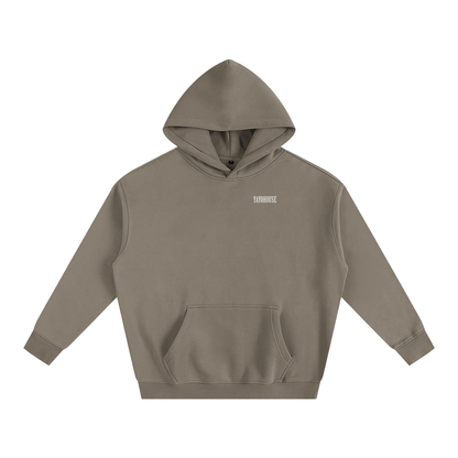 Brown hoodie with kangaroo pocket.