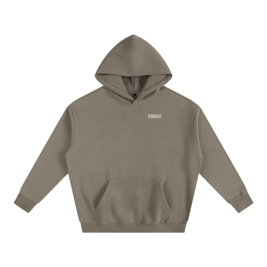 Brown hoodie with kangaroo pocket.