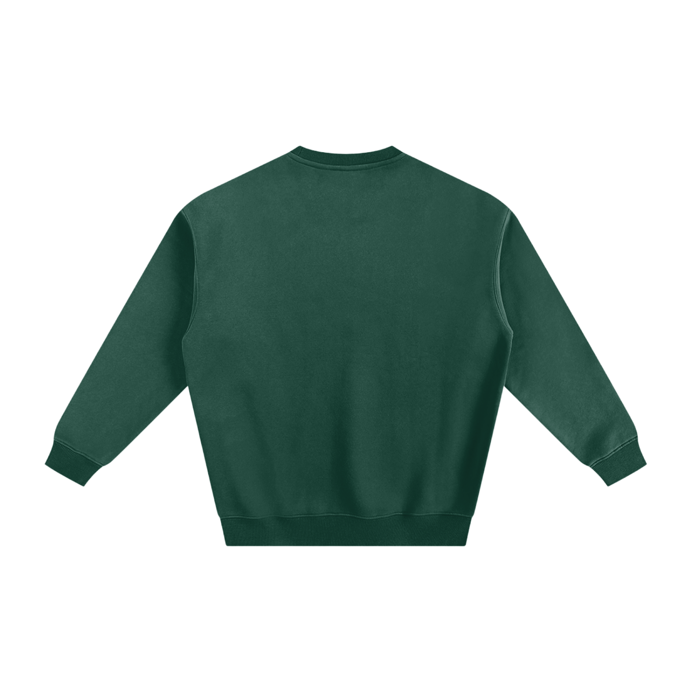 Dark green sweatshirt, back view.
