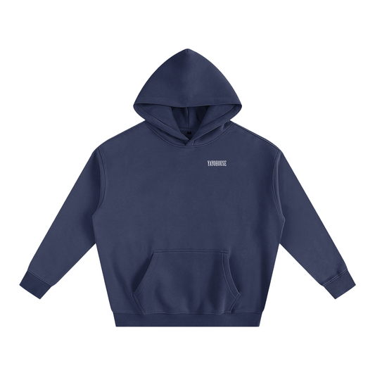 Dark blue hoodie with the word "YAYOHOUSE" on the chest.
