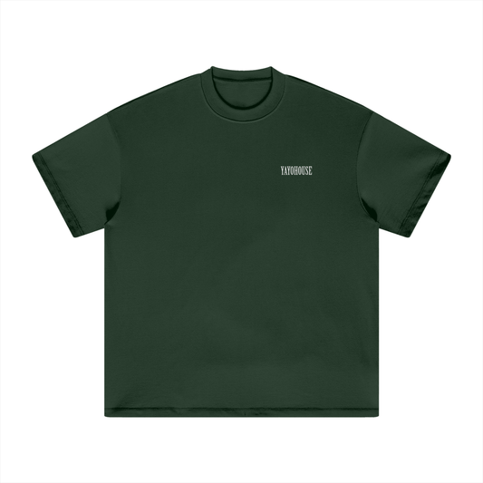 Dark green t-shirt with white "YAYOHOUSE" logo.