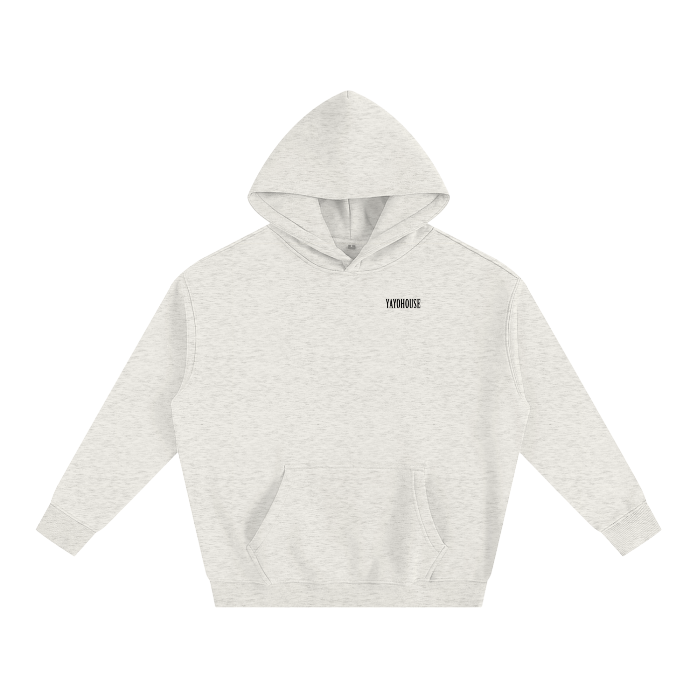 Light gray heathered hooded sweatshirt with logo.