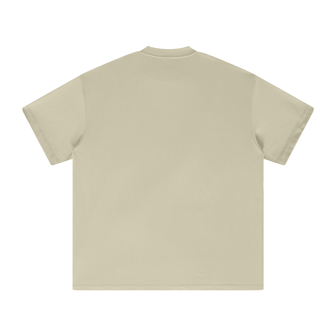 Beige t-shirt, back view.
