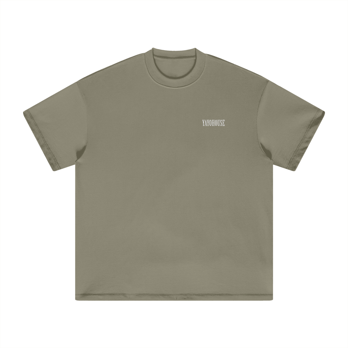 Olive green t-shirt with "YAYOHOUSE" text.
