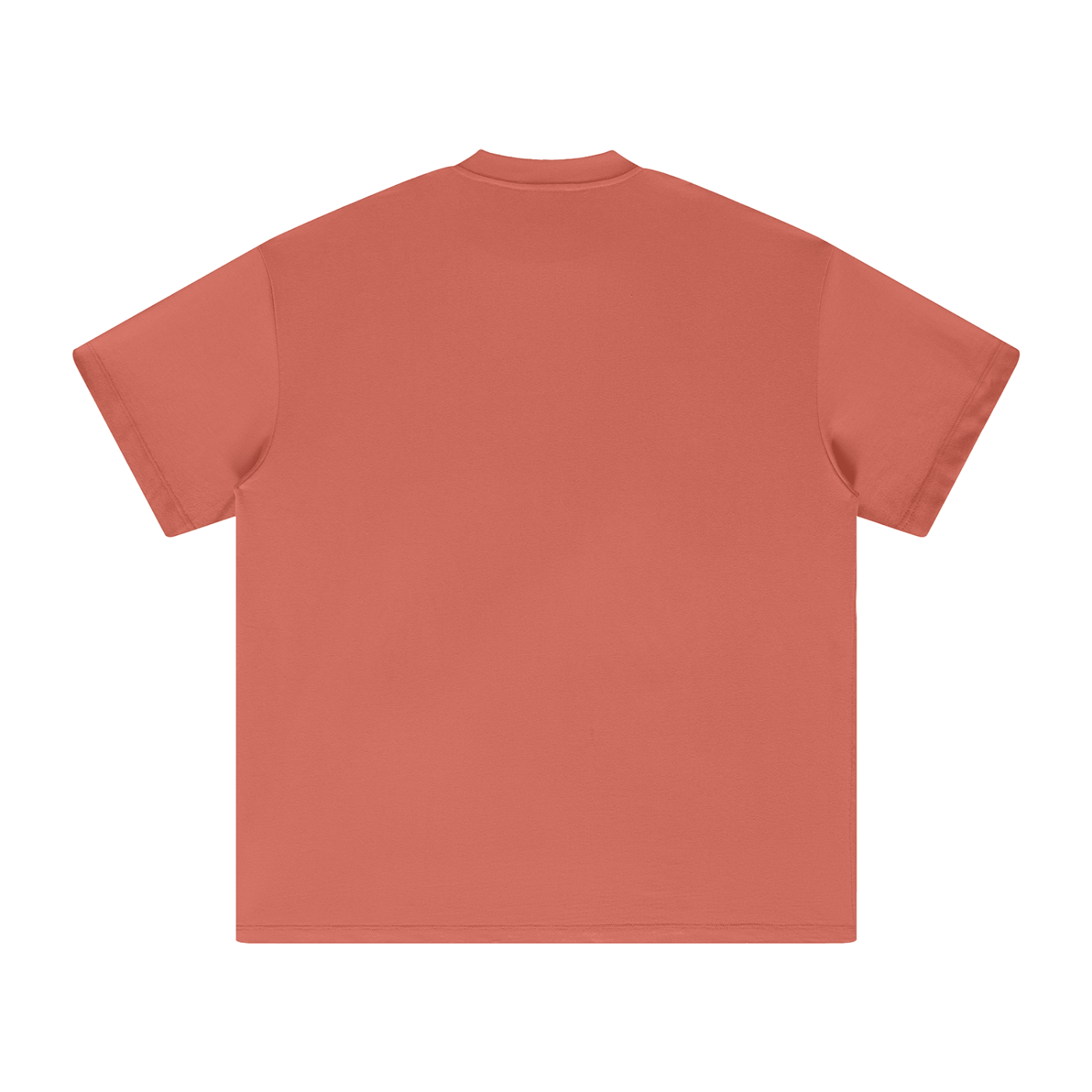 Red-orange short sleeve t-shirt.