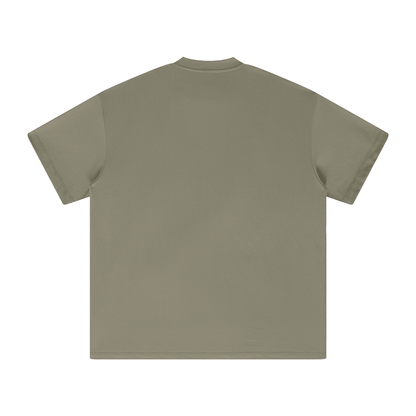 Back of a khaki t-shirt.