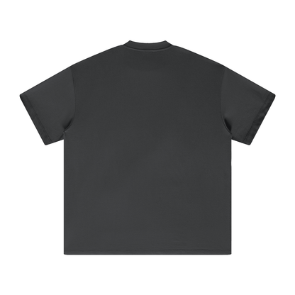 Dark grey t-shirt.

