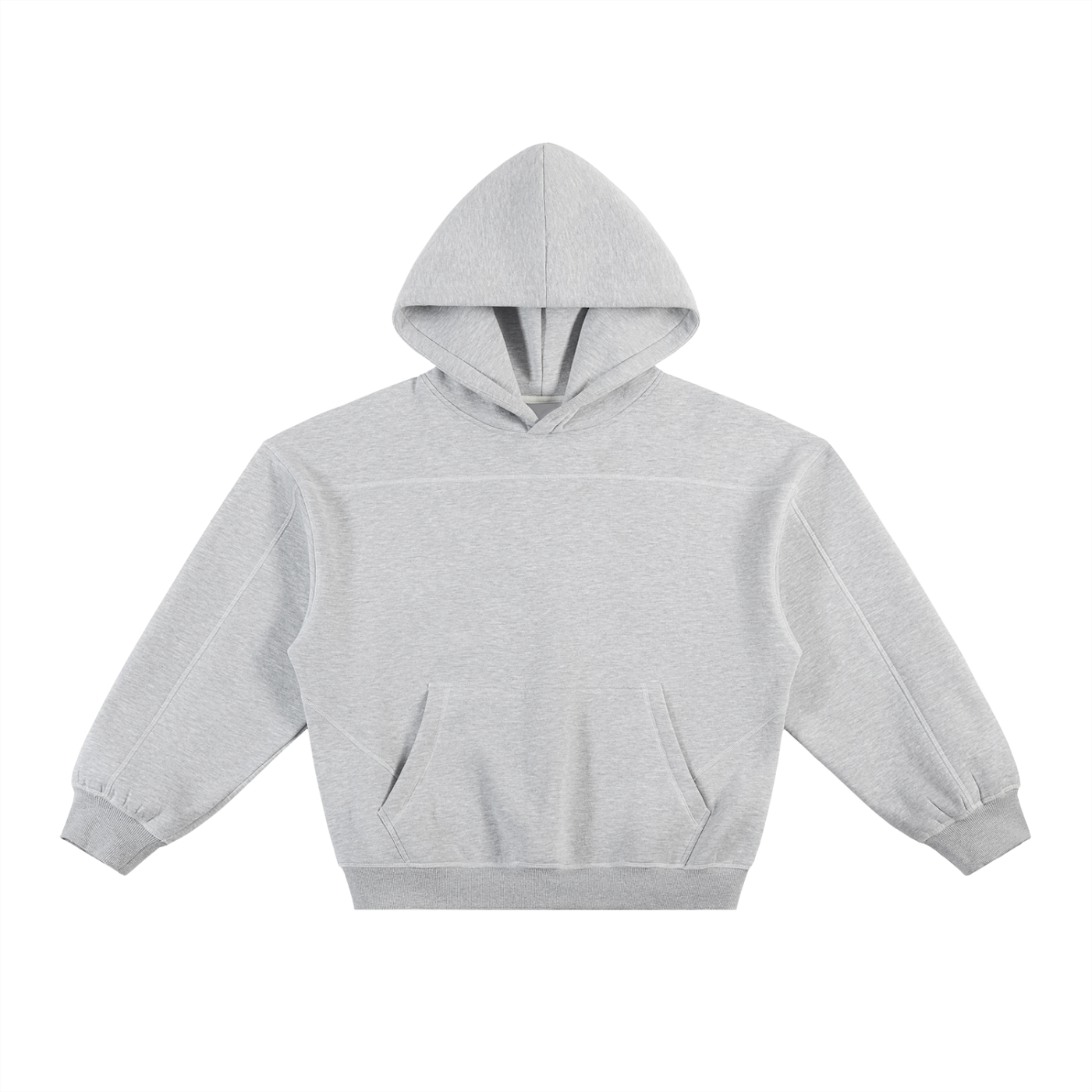 Gray hooded sweatshirt.