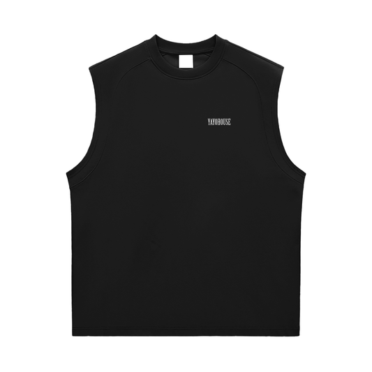 Black sleeveless athletic shirt with "YAYOHOUSE" text.
