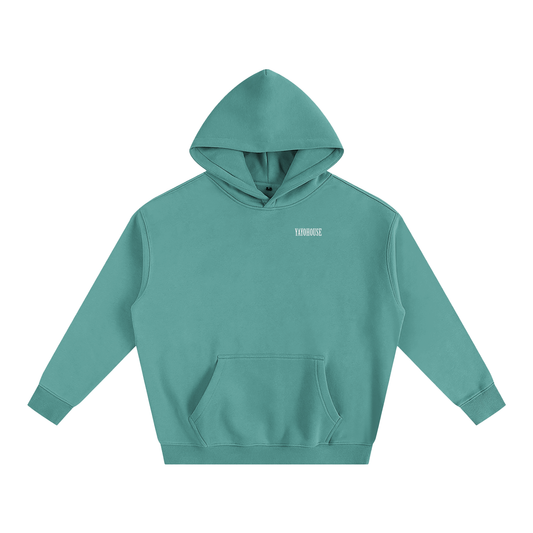 Teal pullover hoodie with "YAYOHOUSE" text.