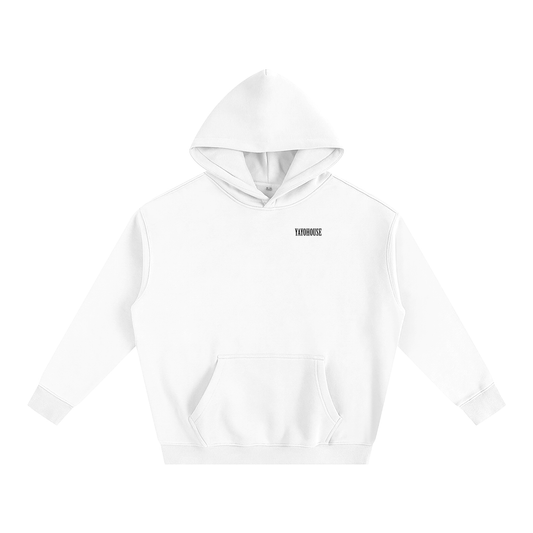 White hoodie with a pocket.