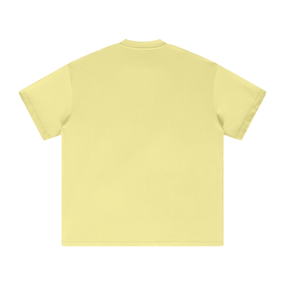 Back view of a yellow t-shirt.
