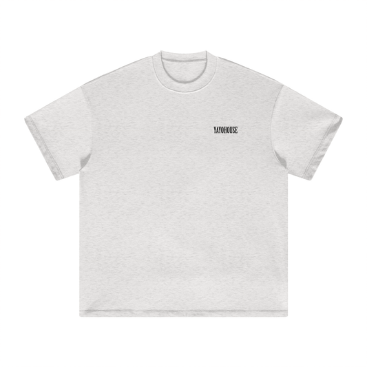 Gray t-shirt with "YAYOHOUSE" text on the front.