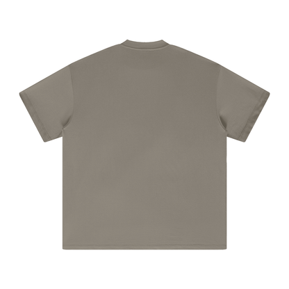 Taupe short-sleeve t-shirt.
