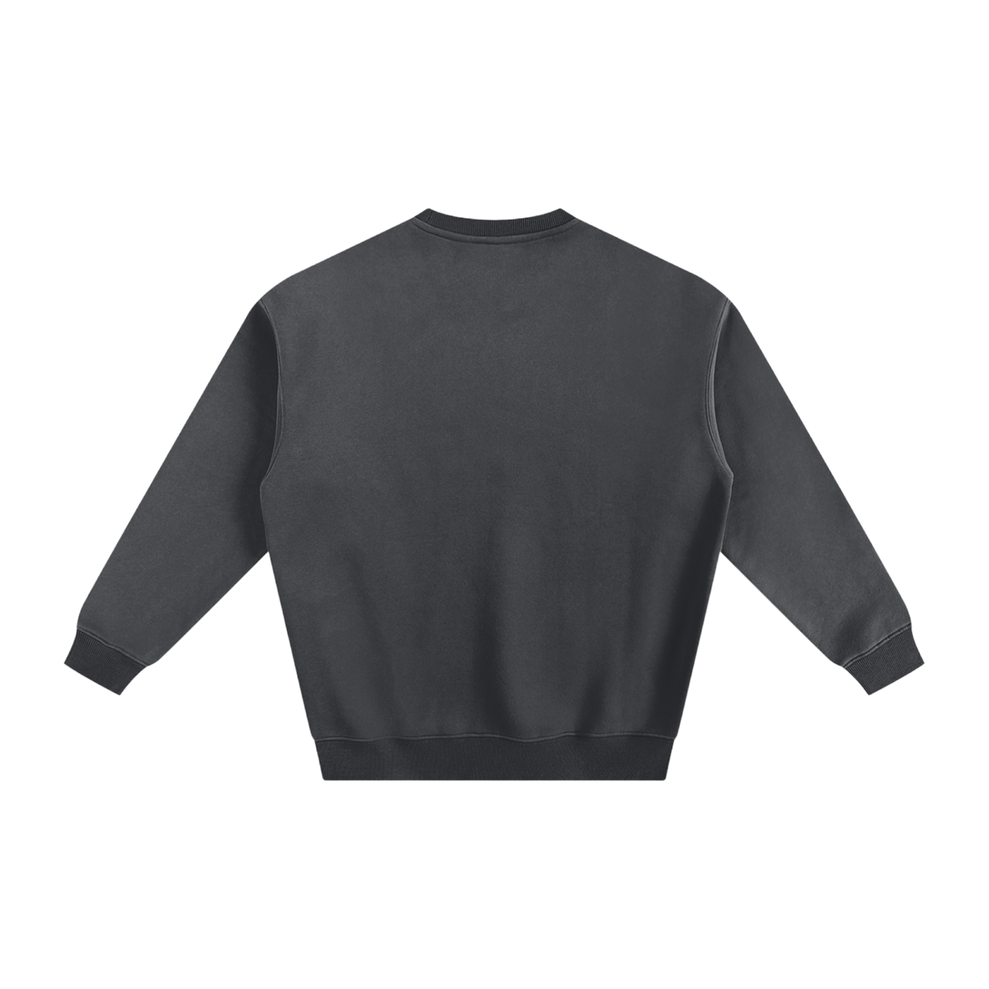 Back view of a gray crewneck sweatshirt.